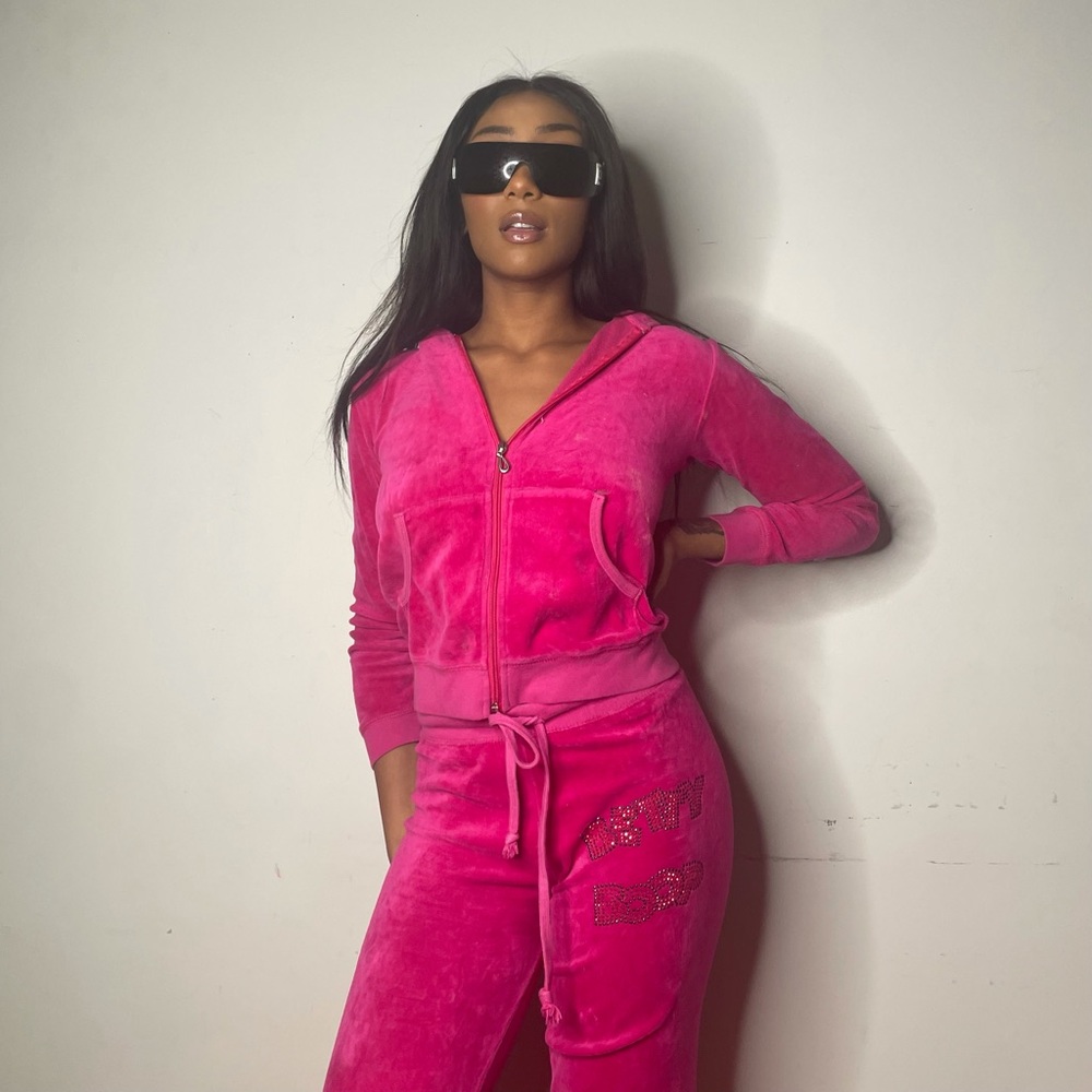 RARE Vintage Betty Boop Pink Rhinestone Tracksuit